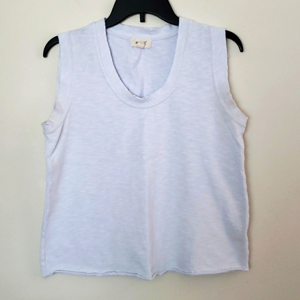 Jake and rae muscle tank top, crop, light blue, size medium 80s athleisure style